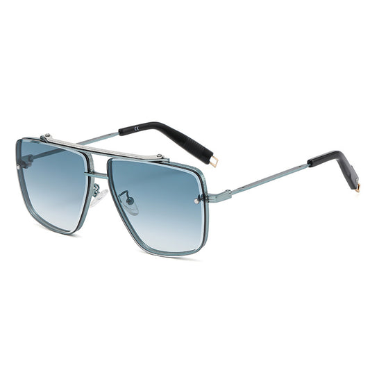 Twin-Beam Metal Sunglasses for Men – Luxury Square Frame with Modern Designer Look