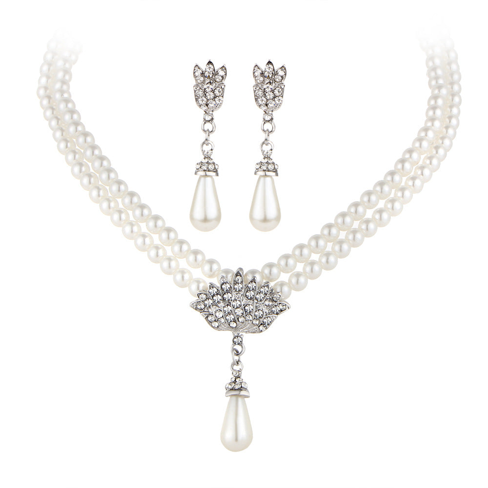 Elegance Pearl Royale™ Bridal Pearl & Crystal Diamond Choker Necklace Set