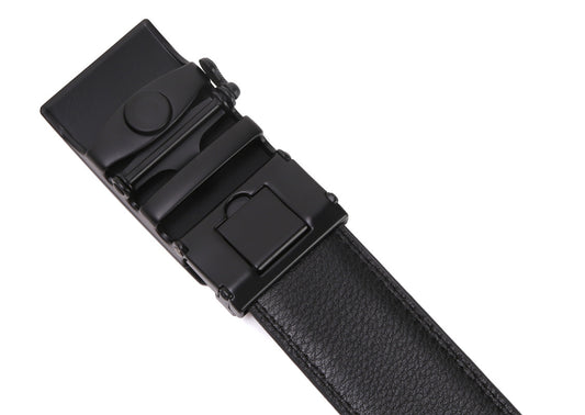 Automatic Buckle Leather Belt for Men – Sleek Ratchet Lock, High-End Modern Style