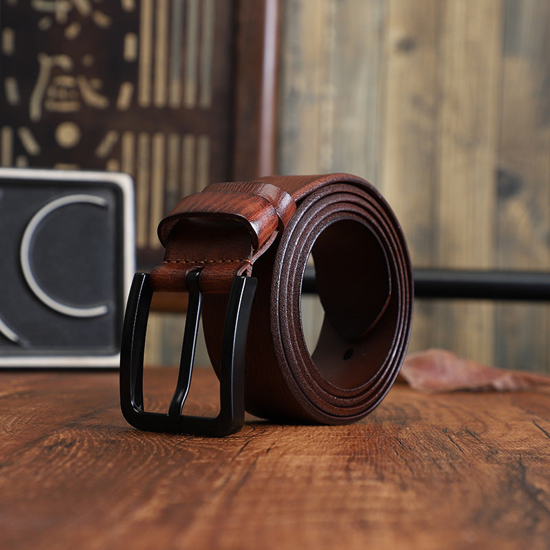 Men’s Premium Alloy Pin-Buckle Leather Belt – Top-Layer Cowhide | Classic Casual Style