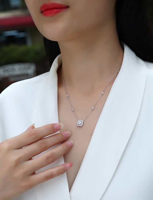 1-Carat Moissanite Diamond Necklace – 925 Sterling Silver & Platinum-Plated Luxury Pendant