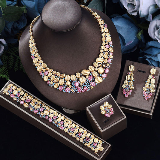 Royal Heirloom™ 4-Piece Luxury Bridal Jewelry Set – Necklace, Earrings, Bracelet & Ring