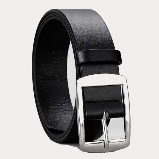 Minimalist Black Pin Buckle Belt – Premium Microfiber Leather for Men