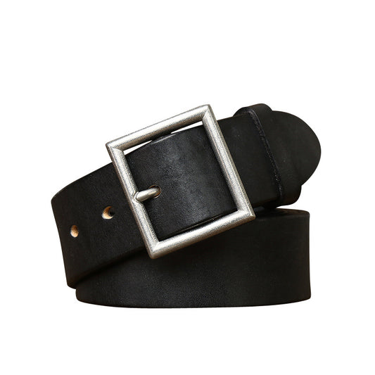 Handmade Genuine Cowhide Leather Belt for Men – First Layer Leather with Classic Buckle