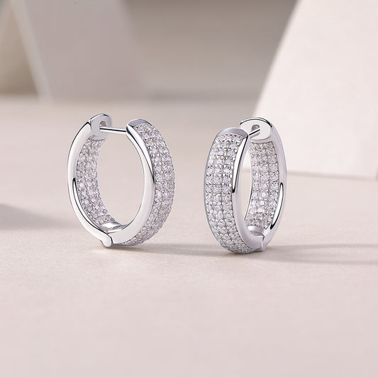 Moissanite Hoop Earrings – 925 Sterling Silver, Platinum Plated | GRA Certified Luxury Stud Earrings (Pair)