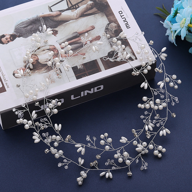 Crystal Pearl Bridal Hair Vine – Elegant Wedding Headpiece for Women