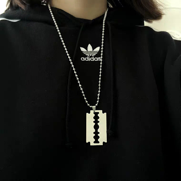 Layered Punk Chain Necklace for Men – Blade Pendant Street Style Jewelry