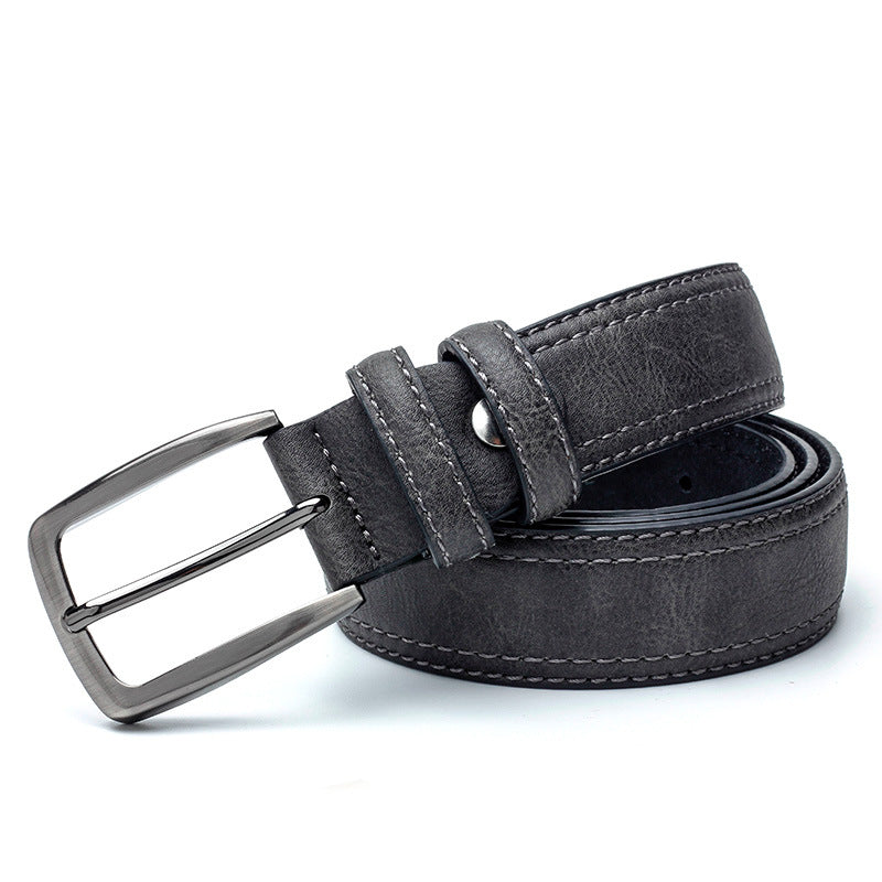 Vintage Split Leather Belt for Men – Classic Jeans Belt with Rugged Designer Style