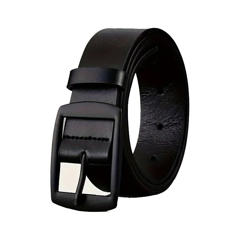 Minimalist Black Pin Buckle Belt – Premium Microfiber Leather for Men