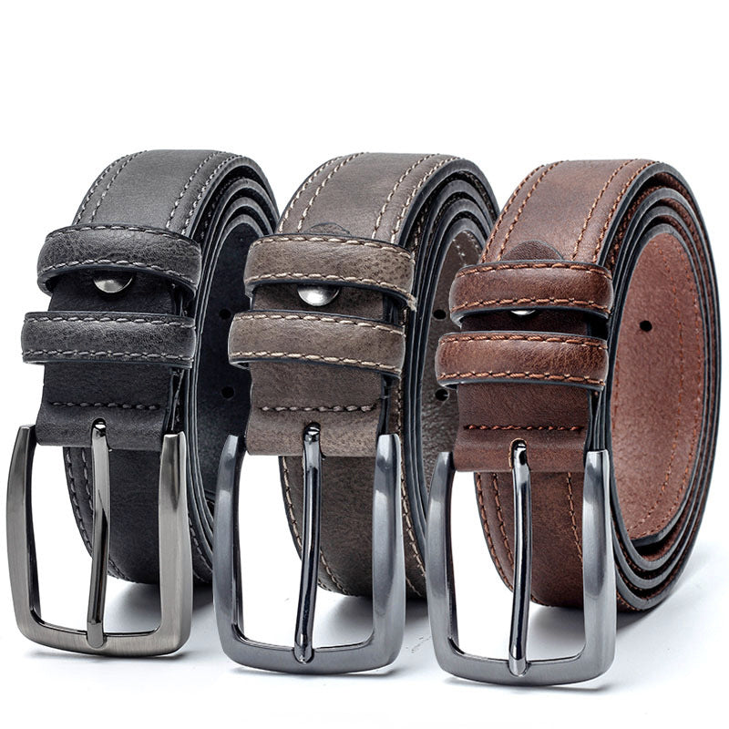Vintage Split Leather Belt for Men – Classic Jeans Belt with Rugged Designer Style