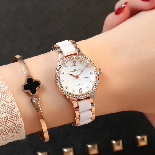 Luxury Crystal Bezel Quartz Women’s Wrist Watch – Elegant Waterproof Analog Fashion Timepiece