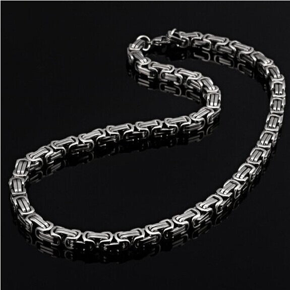 Korean Snake Bone Stainless Steel Necklace for Men – Minimal Silver Chain