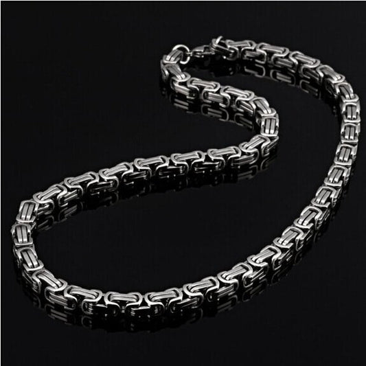 Korean Snake Bone Stainless Steel Necklace for Men – Minimal Silver Chain