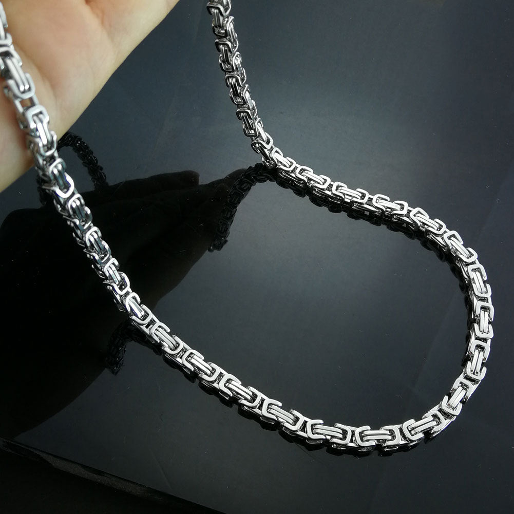 Korean Snake Bone Stainless Steel Necklace for Men – Minimal Silver Chain