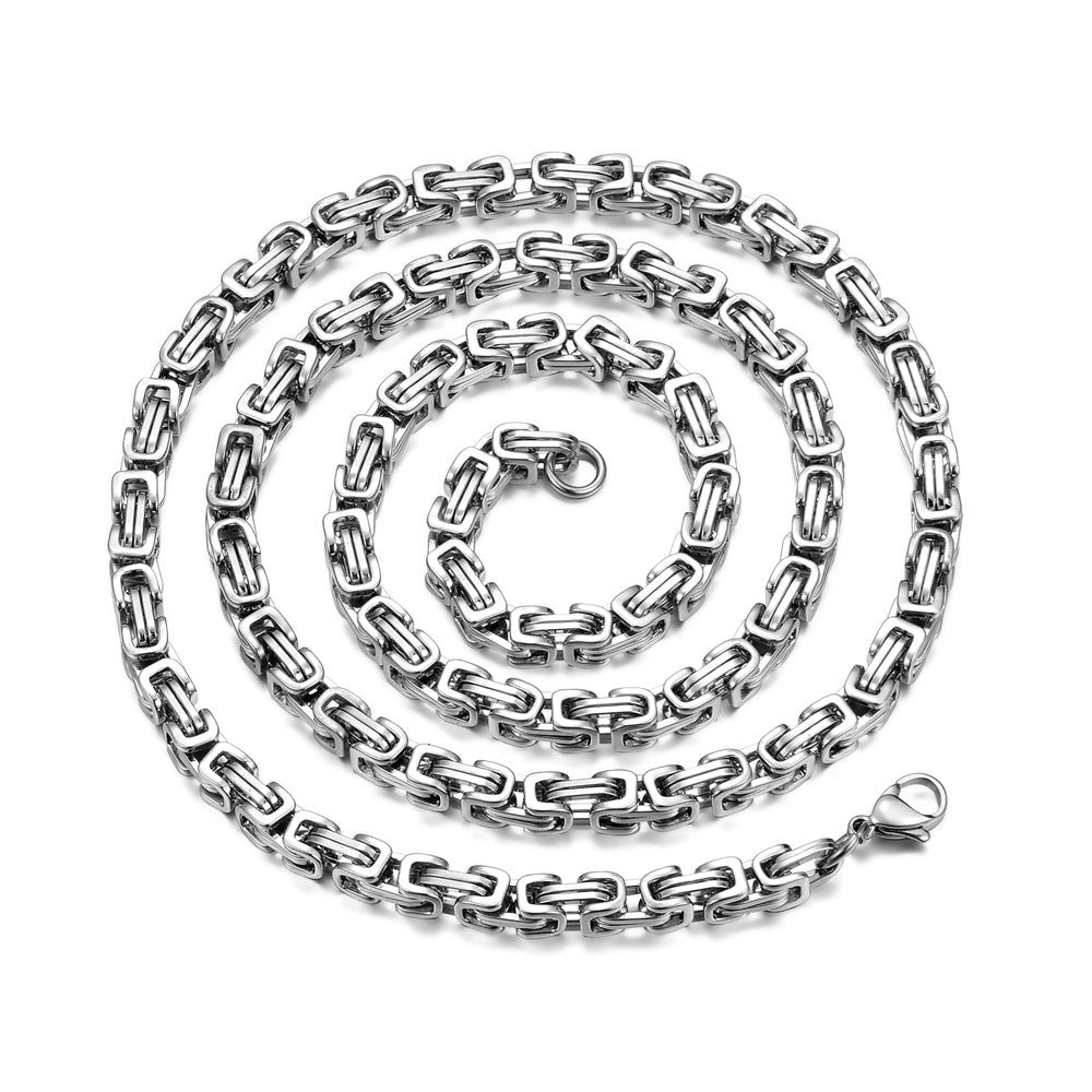 Korean Snake Bone Stainless Steel Necklace for Men – Minimal Silver Chain