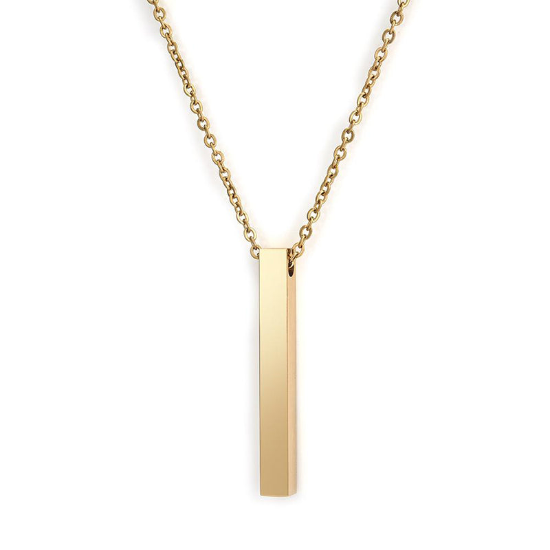 Minimal Vertical Bar Pendant Necklace – Stainless Steel Chain for Men & Women