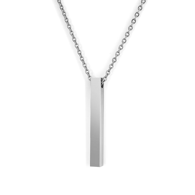 Minimal Vertical Bar Pendant Necklace – Stainless Steel Chain for Men & Women