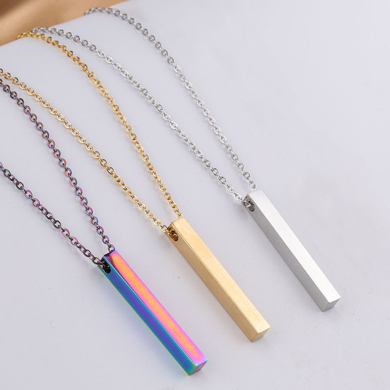 Minimal Vertical Bar Pendant Necklace – Stainless Steel Chain for Men & Women