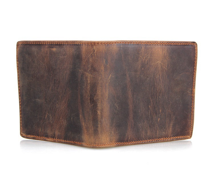 Luxury Genuine Cowhide Leather Men’s Wallet – Short Bifold Wallet, Vintage Horse Leather Style