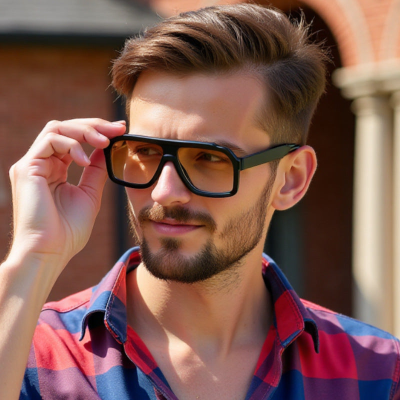 European & American Square Sunglasses for Men – Modern Fashion Glasses with Bold Frame