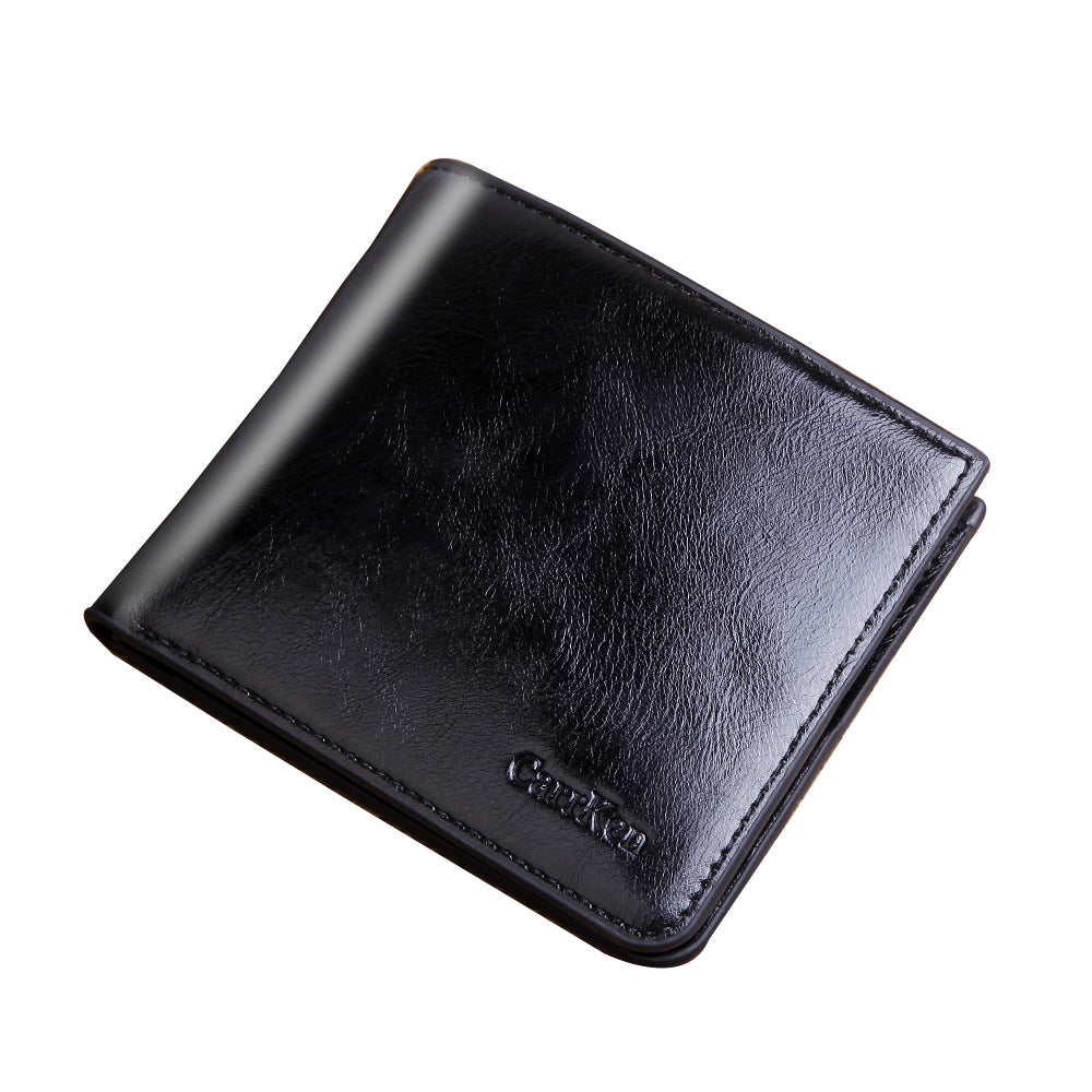 Men’s Premium PU Leather Short Zipper Wallet – Multi-Compartment, Slim & Durable