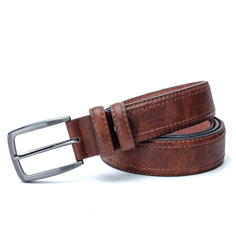 Vintage Split Leather Belt for Men – Classic Jeans Belt with Rugged Designer Style