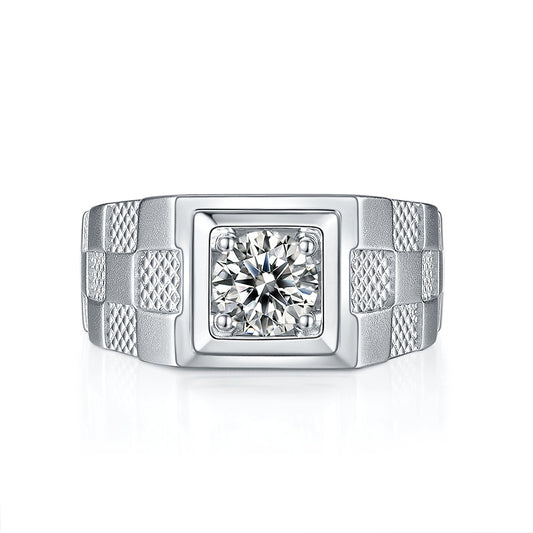 Men’s 1 Carat Black Luxury Moissanite Ring – 925 Sterling Silver, Platinum-Plated Statement Ring