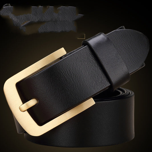 Retro Brass Pin Buckle Leather Belt for Men – Classic Casual & Formal Style