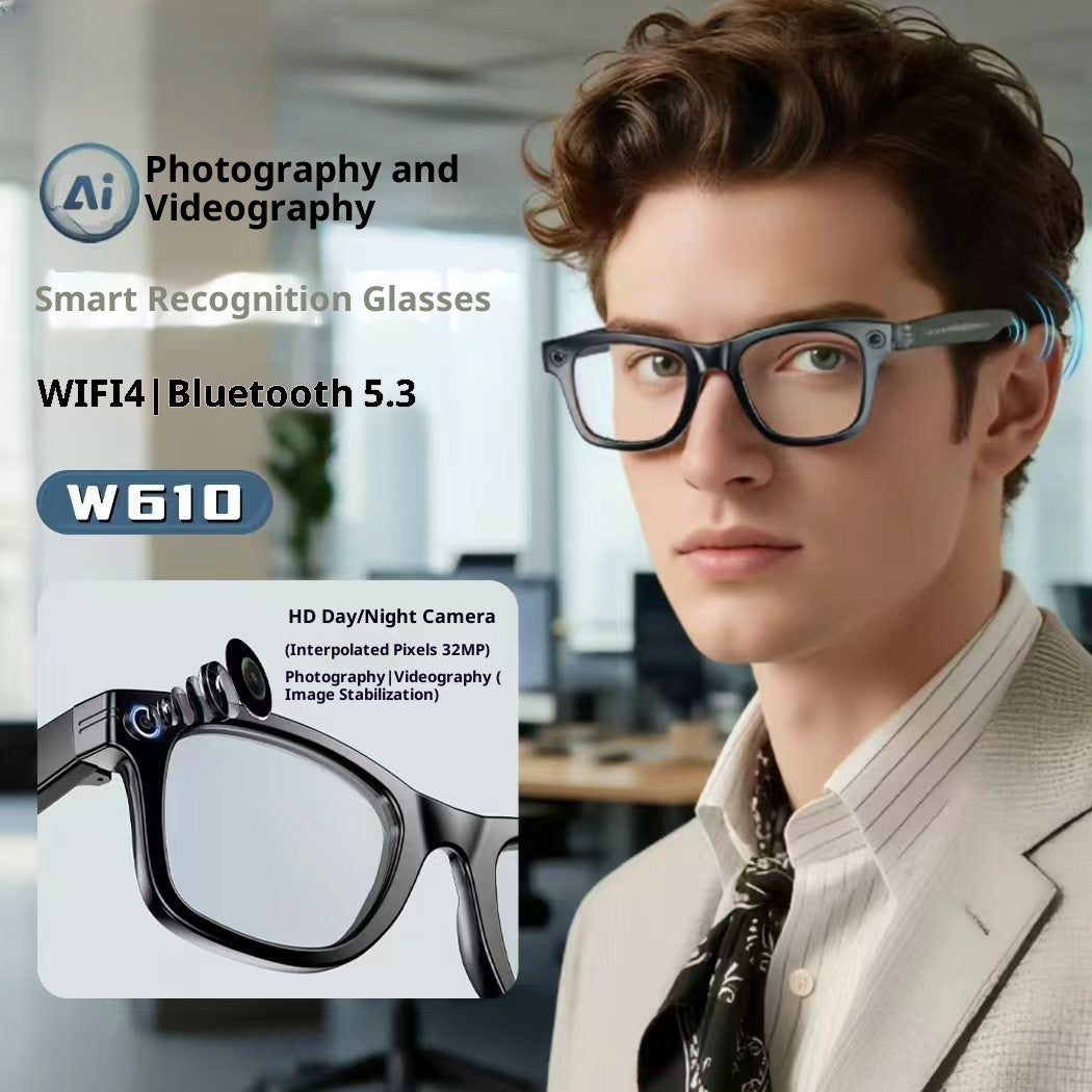 AI Smart Camera Glasses W610 – HD Photography, Translation, Voice Assistant & Bluetooth 5.3