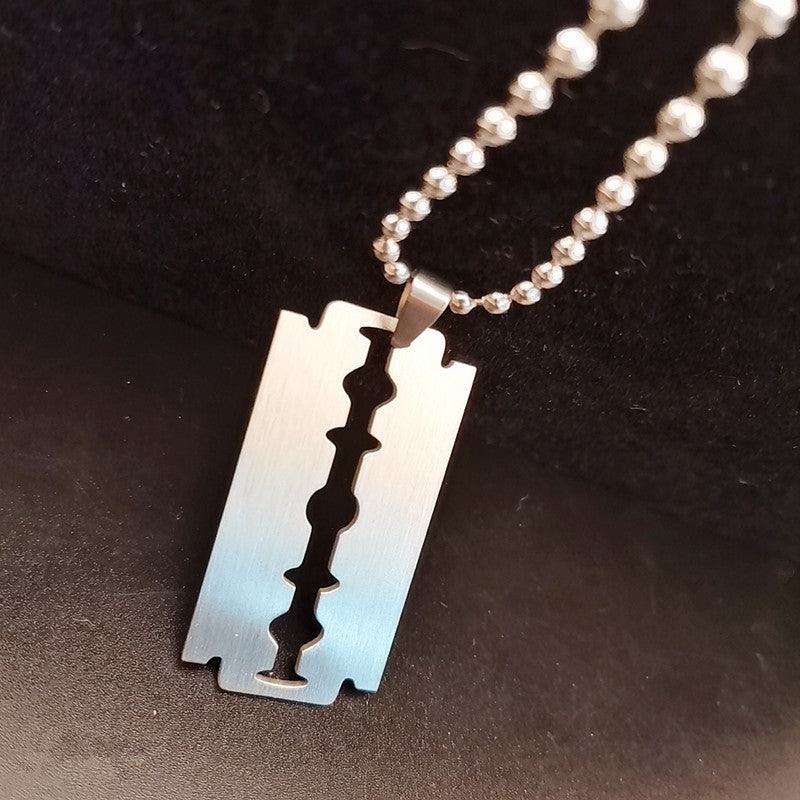 Layered Punk Chain Necklace for Men – Blade Pendant Street Style Jewelry