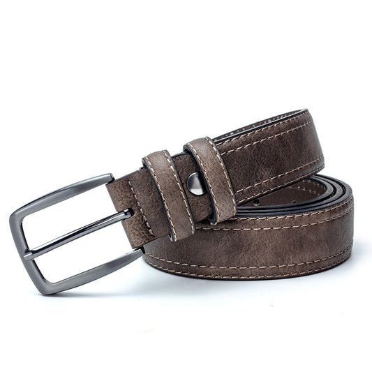 Vintage Split Leather Belt for Men – Classic Jeans Belt with Rugged Designer Style