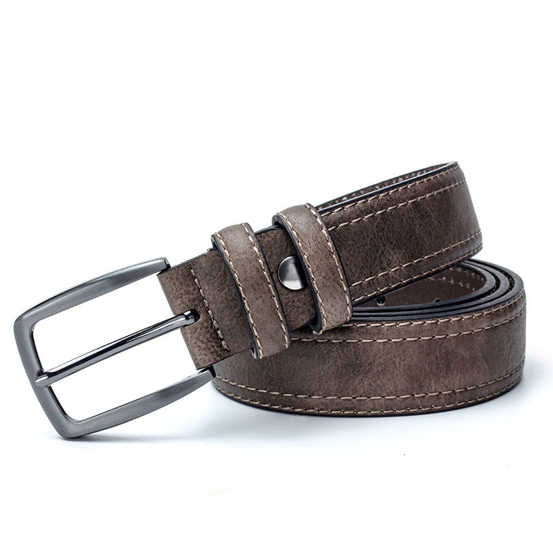 Vintage Split Leather Belt for Men – Classic Jeans Belt with Rugged Designer Style