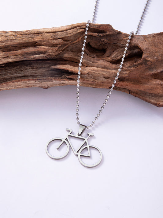 Minimal Bicycle Pendant Necklace – Stainless Steel Chain for Men & Women