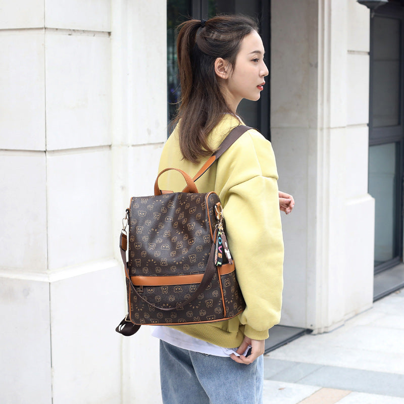 Korean Fashion Soft Leather Backpack – Large Capacity Trendy Women’s Travel Shoulder Bag