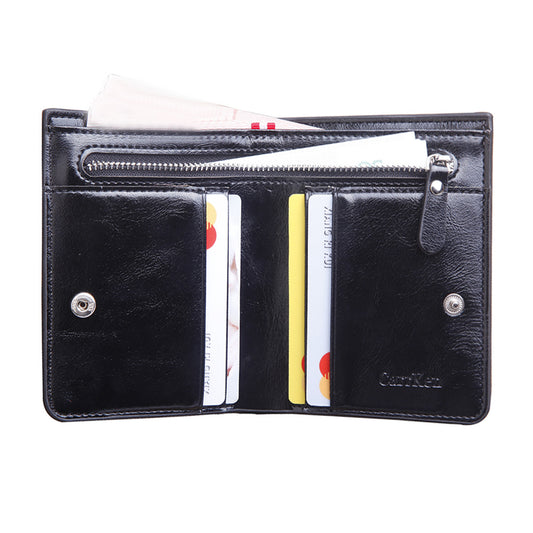 Men’s Premium PU Leather Short Zipper Wallet – Multi-Compartment, Slim & Durable