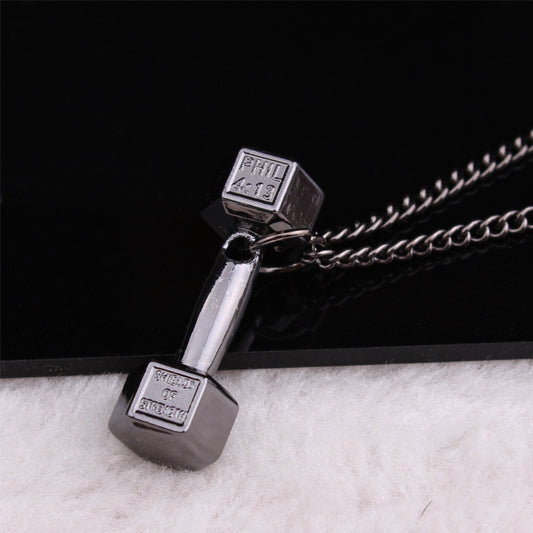 Dumbbell Barbell Pendant Necklace for Men – Minimal Fitness Style