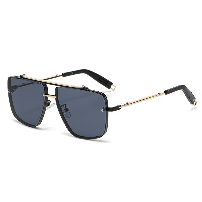 Twin-Beam Metal Sunglasses for Men – Luxury Square Frame with Modern Designer Look