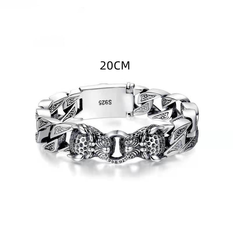 Men’s Double Leopard Head Bracelet – Braided Stainless Steel, Premium Silver Finish (Luxury Edition)