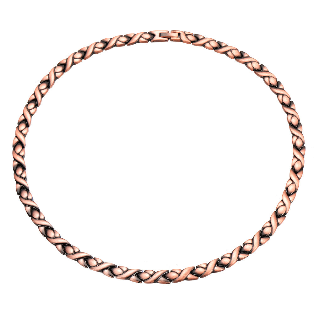 Red Copper Magnetic Necklace for Men – Fish Link Chain, Minimal Style