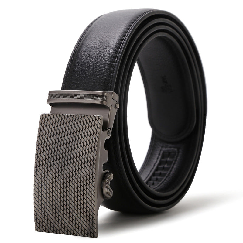 Automatic Buckle Leather Belt for Men – Sleek Ratchet Lock, High-End Modern Style