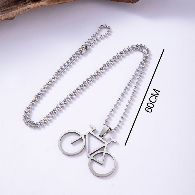 Minimal Bicycle Pendant Necklace – Stainless Steel Chain for Men & Women