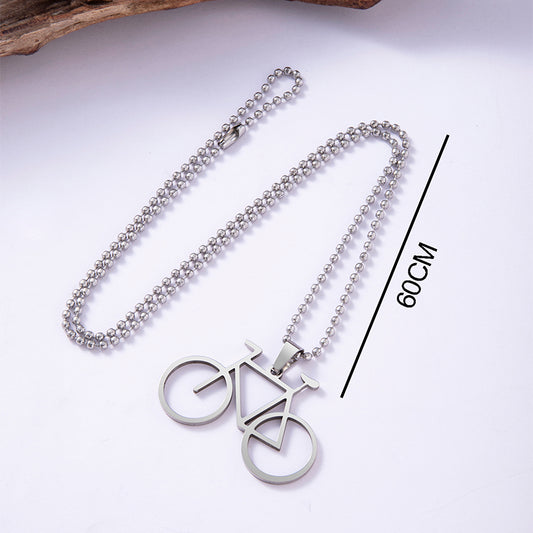 Minimal Bicycle Pendant Necklace – Stainless Steel Chain for Men & Women