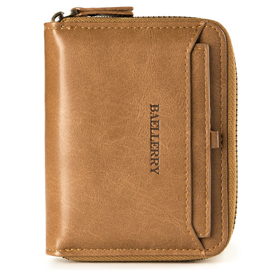 Baellerry Men’s Premium PU Leather Zipper Wallet – Multi-Compartment, Slim & Stylish