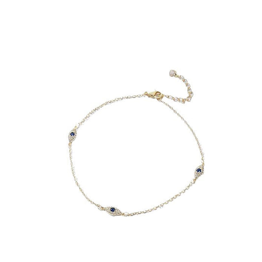 Adjustable Summer Anklet with Jeweled Pendant – Minimal Elegant Beach Jewelry
