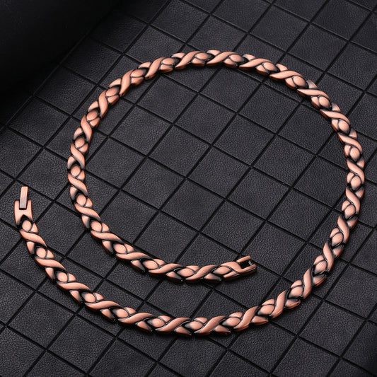 Red Copper Magnetic Necklace for Men – Fish Link Chain, Minimal Style