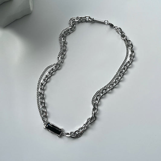 Men’s Double Chain Necklace – Premium Silver-Tone Cuban Link with Modern Style