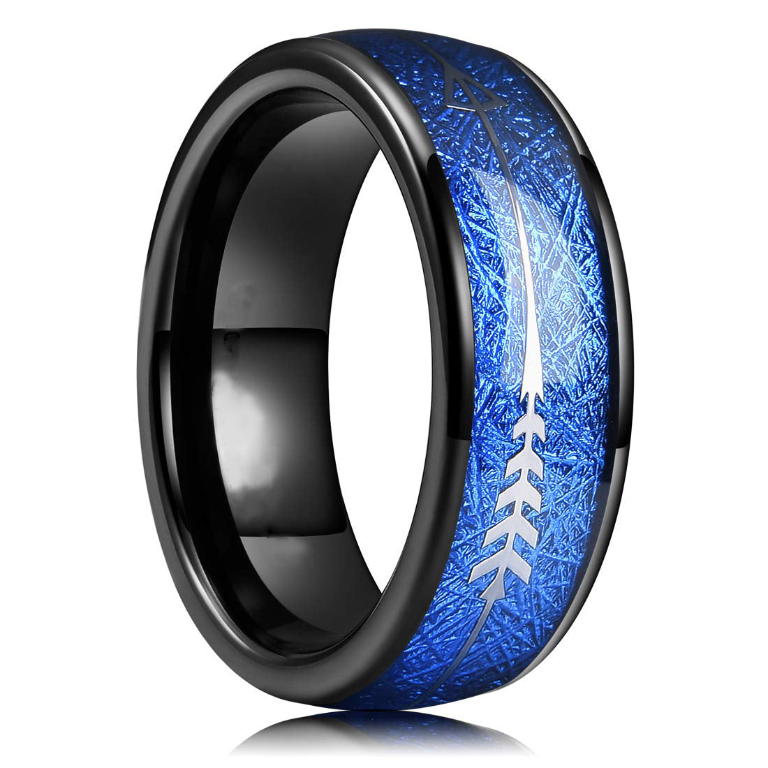 Men’s Blue Forest Glow Ring – Stainless Steel Luminous Pattern Band (Multiple Sizes)