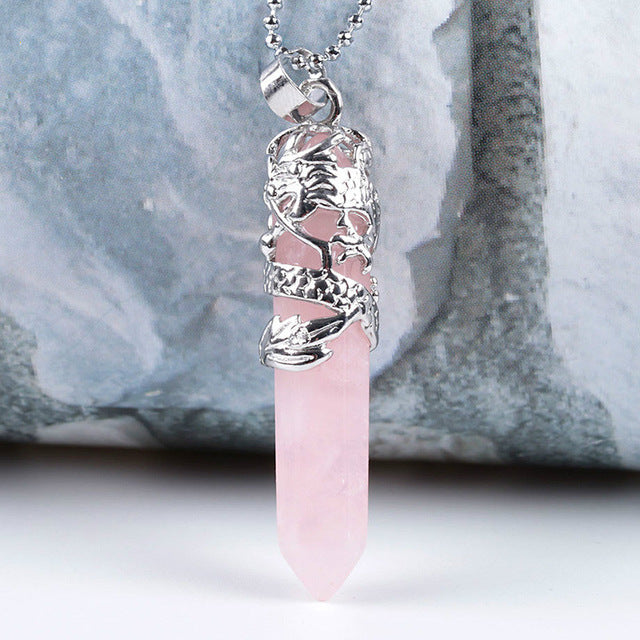 Raw Crystal Copper Wire Necklace – Natural Stone Pendant for Unisex