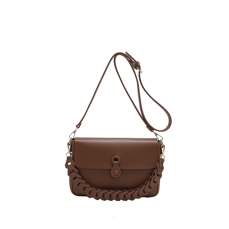 Luxe Woven Chain Shoulder Bag – Premium PU Leather Crossbody for Women
