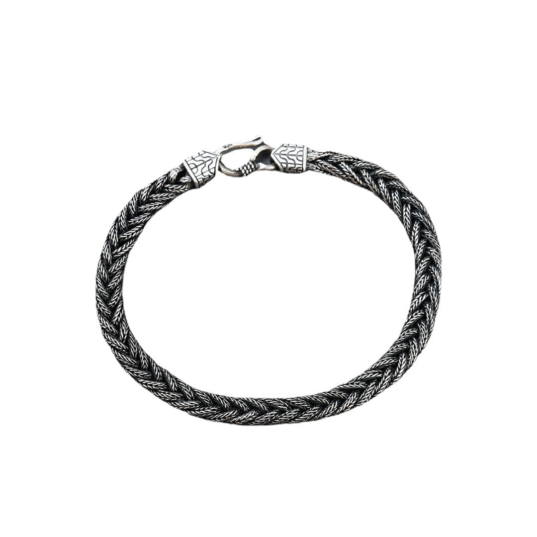 Men’s 925 Silver Hand-Woven Bracelet – Premium Vintage Viking Style, Adjustable, Handmade